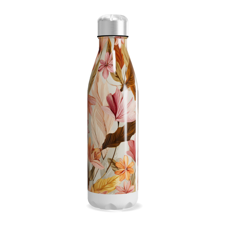 Garrafa Inox - Floral com Folhas Coloridas