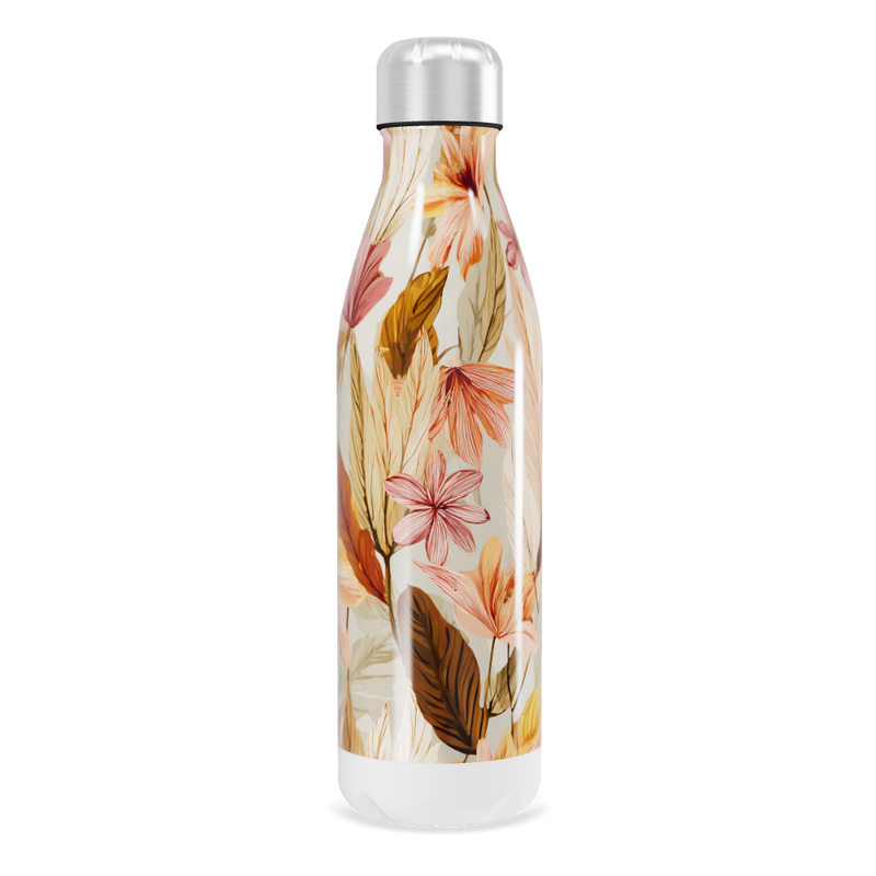 Garrafa Inox - Floral com Folhas Coloridas