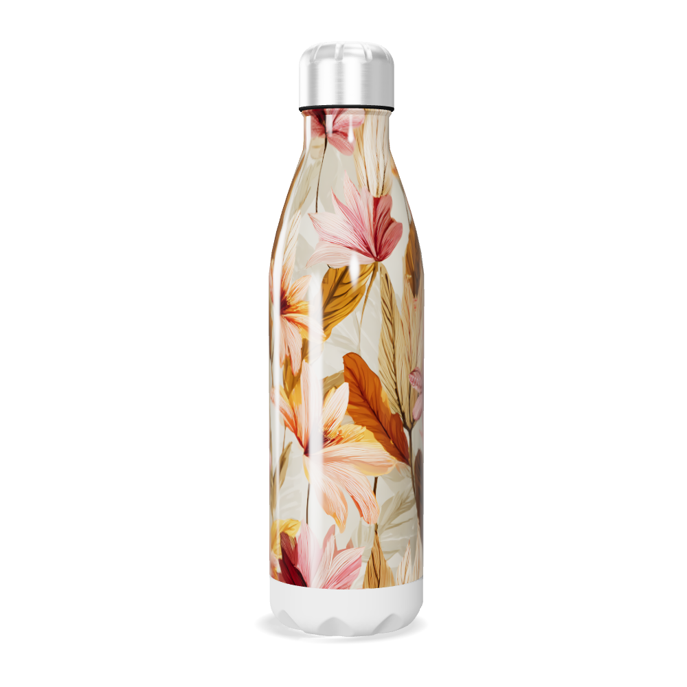 Garrafa Inox - Floral com Folhas Coloridas
