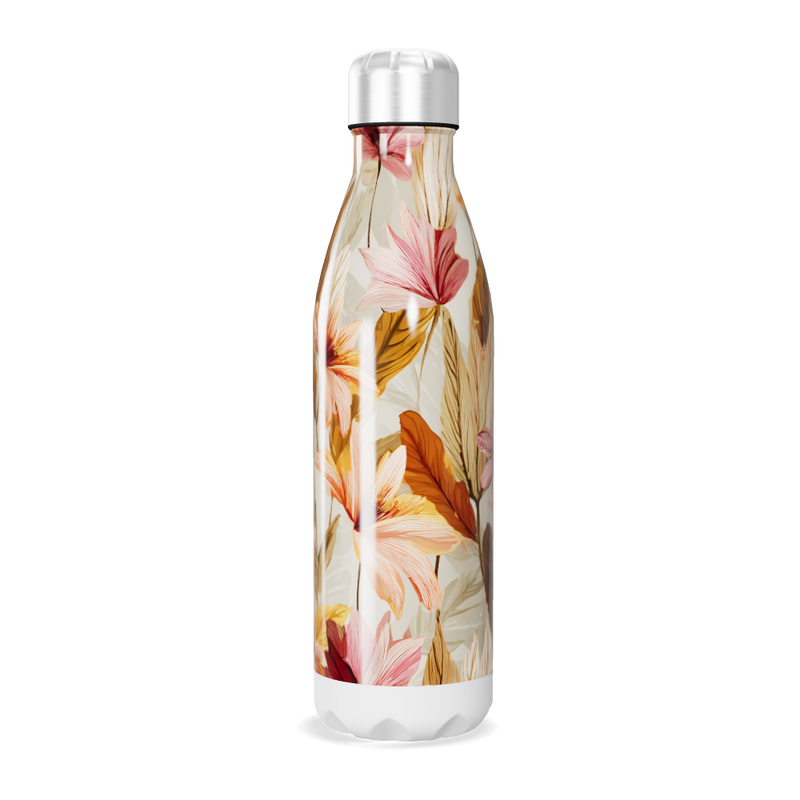 Garrafa Inox - Floral com Folhas Coloridas