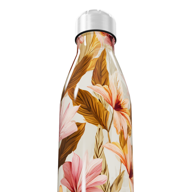 Garrafa Inox - Floral com Folhas Coloridas