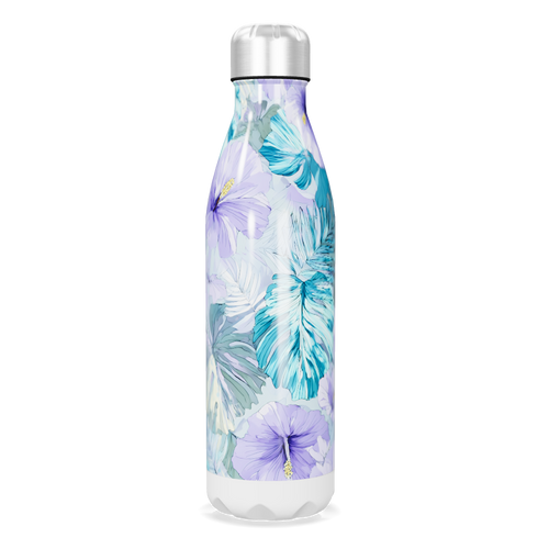 Garrafa Inox Floral Azul Roxo