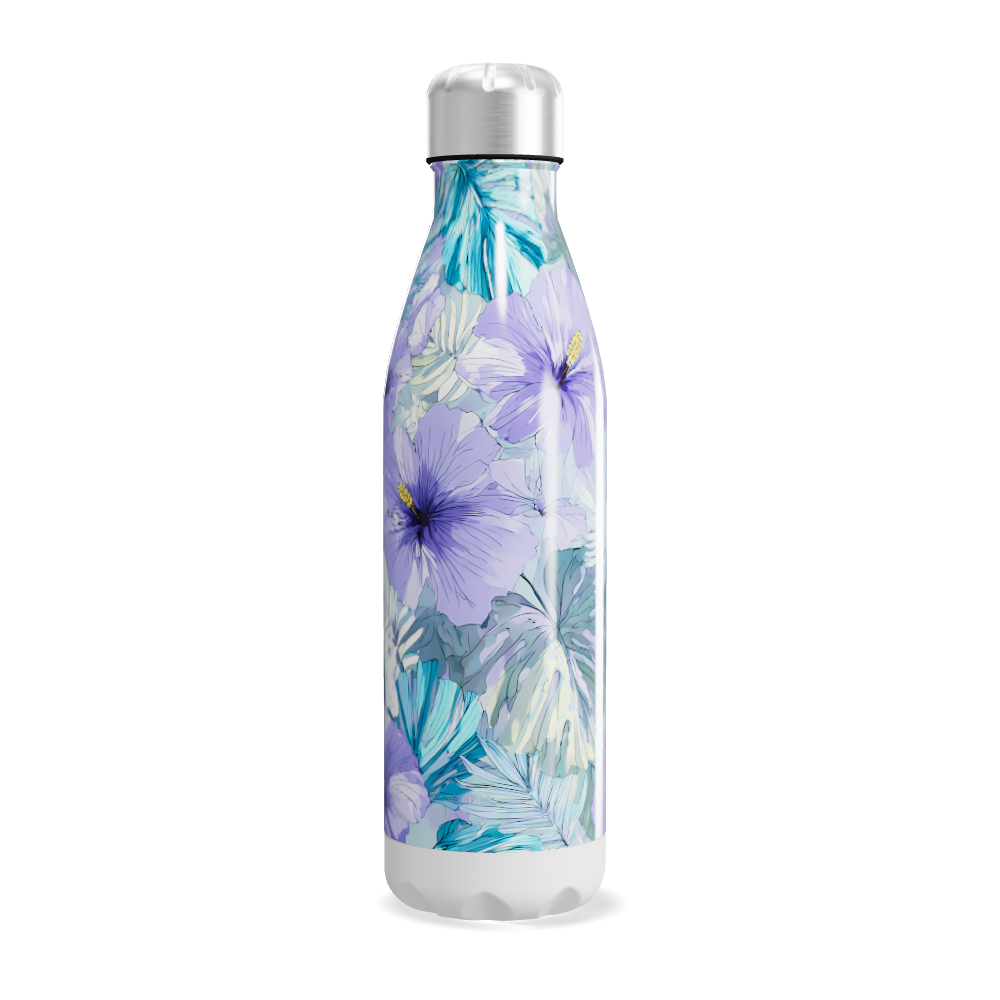 Garrafa Inox Floral Azul Roxo