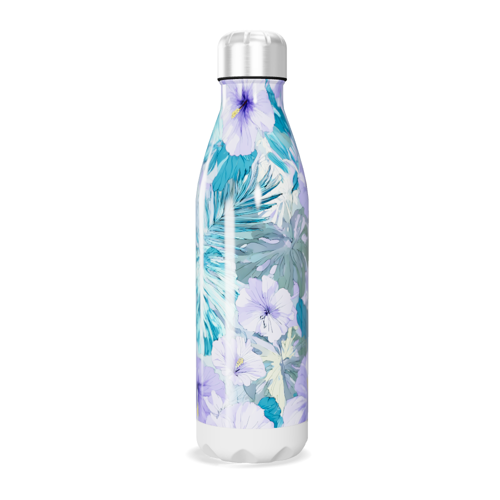 Garrafa Inox Floral Azul Roxo