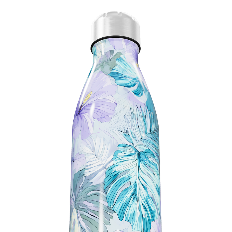 Garrafa Inox Floral Azul Roxo
