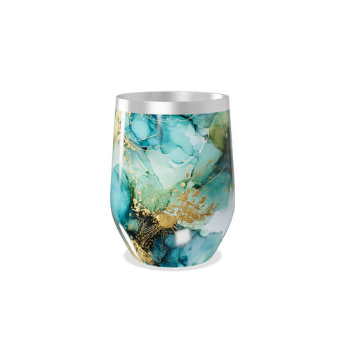 Copo Térmico Slim - Mármore Azul e Dourado