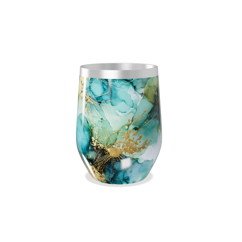 Copo Térmico Slim - Mármore Azul e Dourado