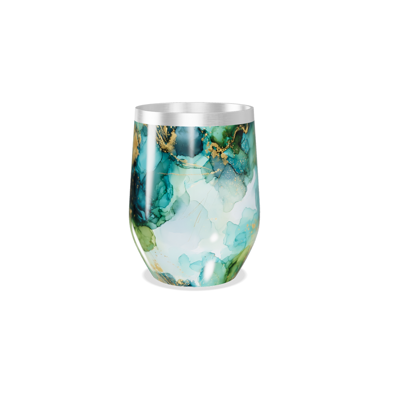 Copo Térmico Slim - Mármore Azul e Dourado