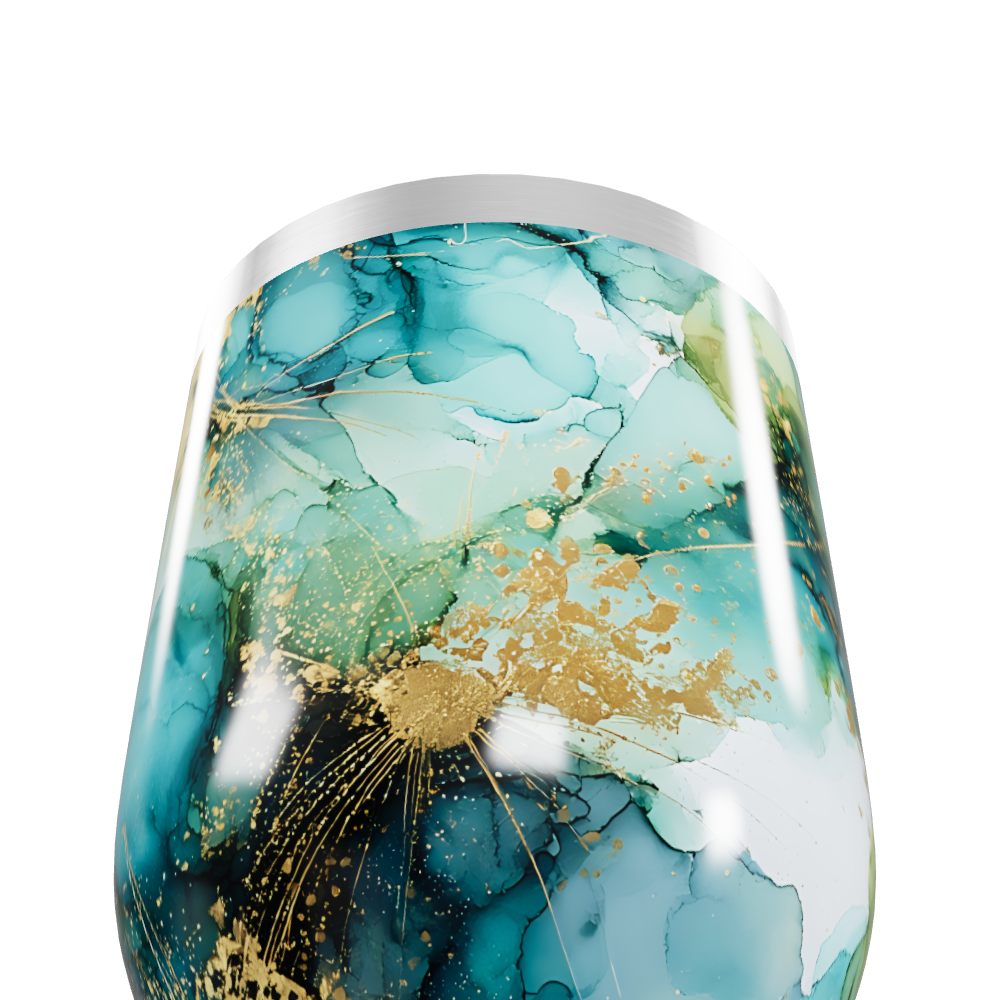 Copo Térmico Slim - Mármore Azul e Dourado