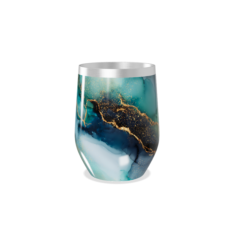 Copo Térmico Slim - Mármore Azul e Dourado