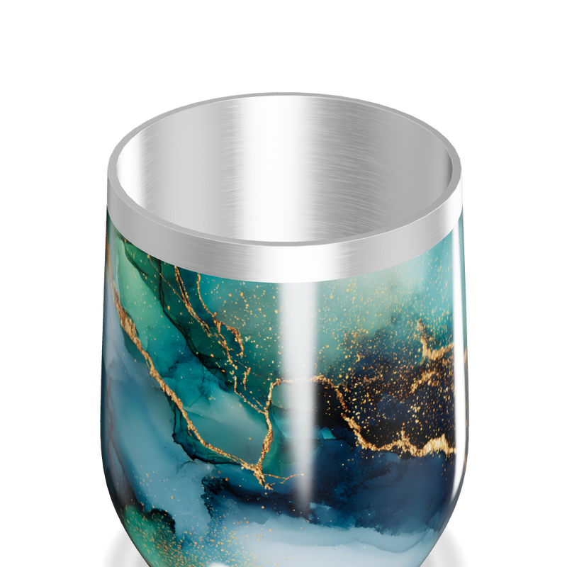 Copo Térmico Slim - Mármore Azul e Dourado