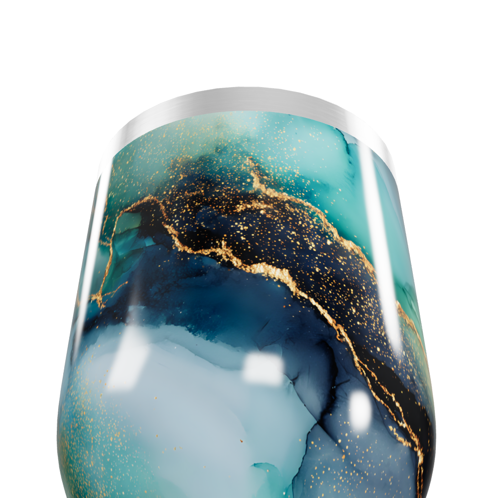 Copo Térmico Slim - Mármore Azul e Dourado