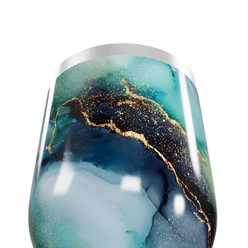 Copo Térmico Slim - Mármore Azul e Dourado