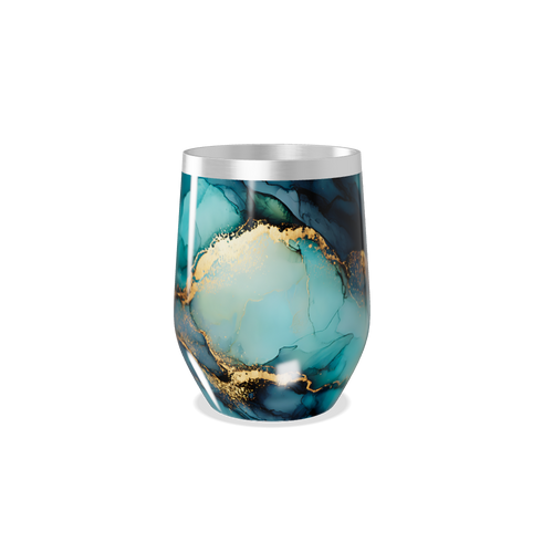 Copo Térmico Slim - Mármore Azul e Dourado