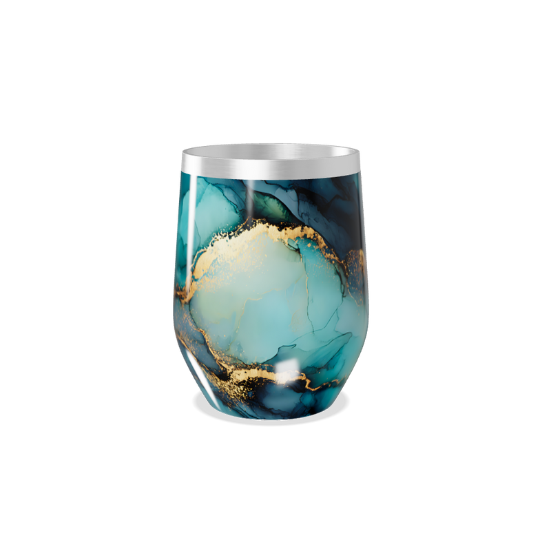 Copo Térmico Slim - Mármore Azul e Dourado