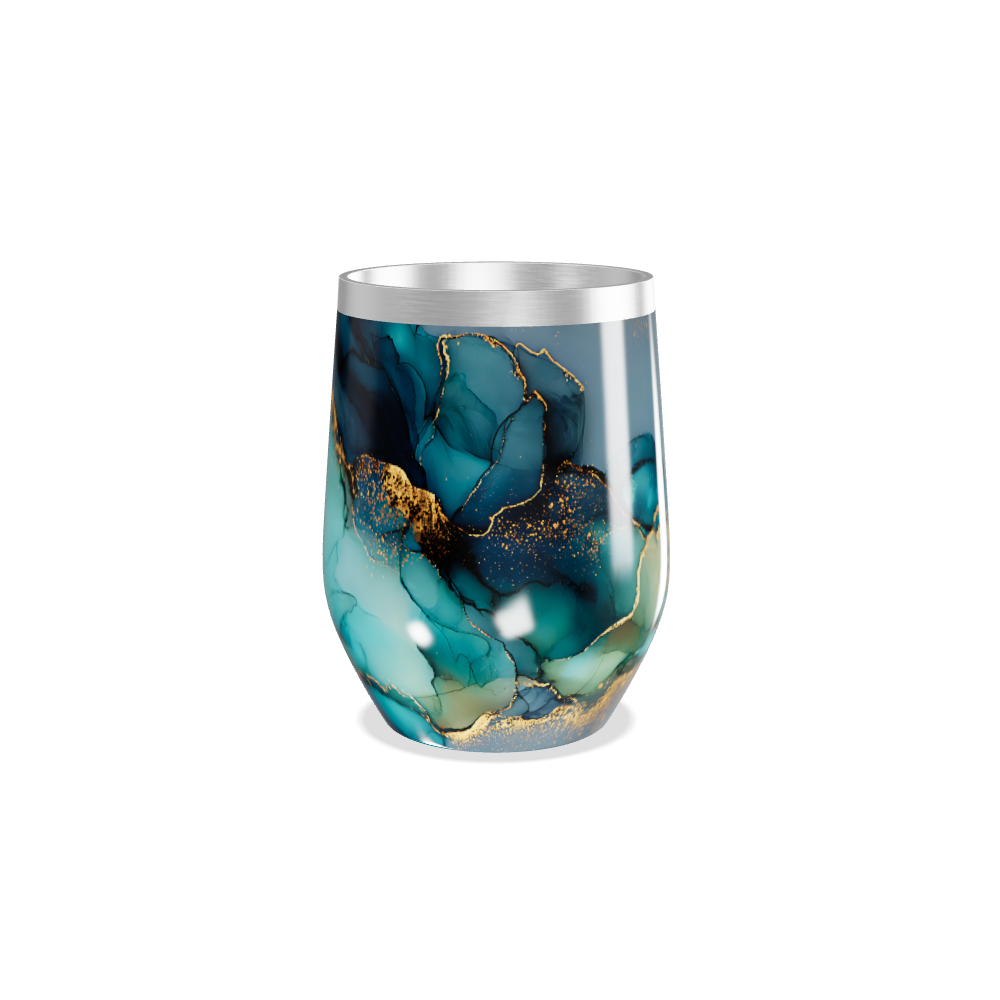 Copo Térmico Slim - Mármore Azul e Dourado