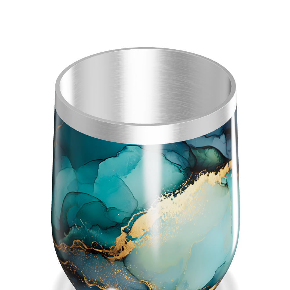 Copo Térmico Slim - Mármore Azul e Dourado