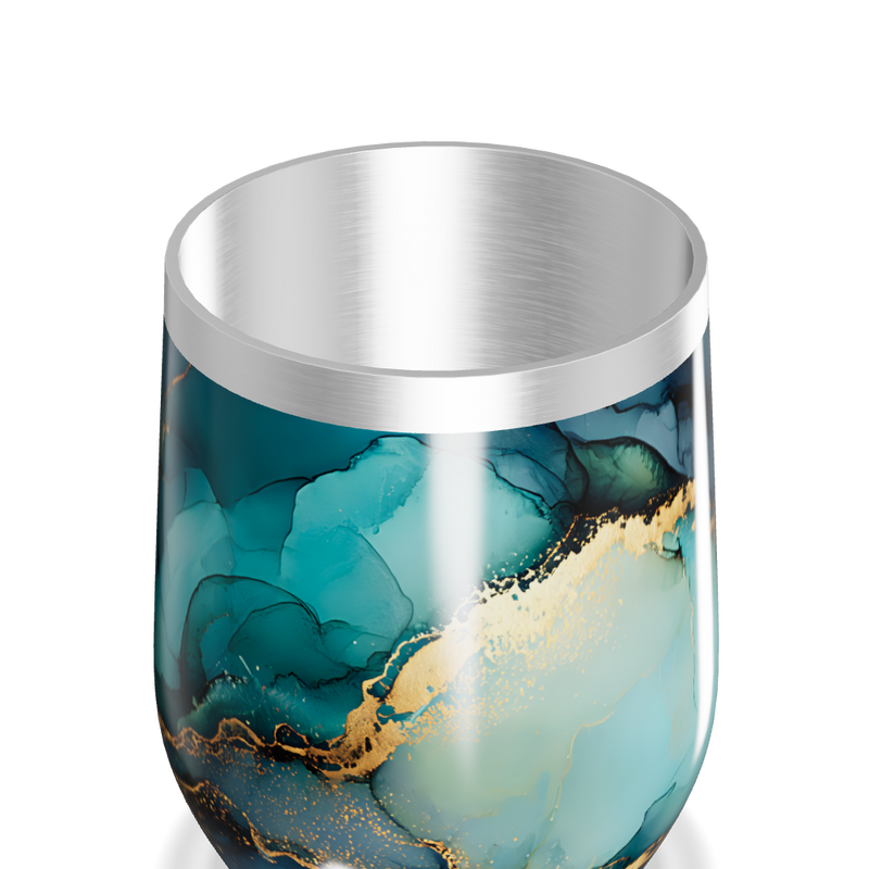 Copo Térmico Slim - Mármore Azul e Dourado