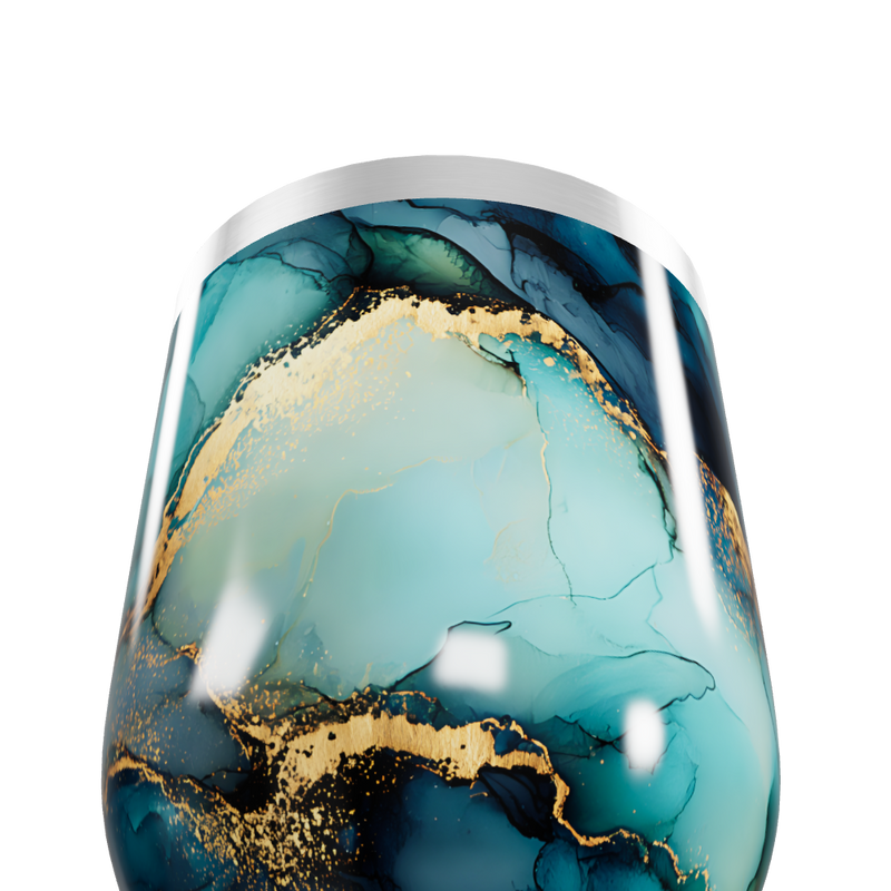 Copo Térmico Slim - Mármore Azul e Dourado