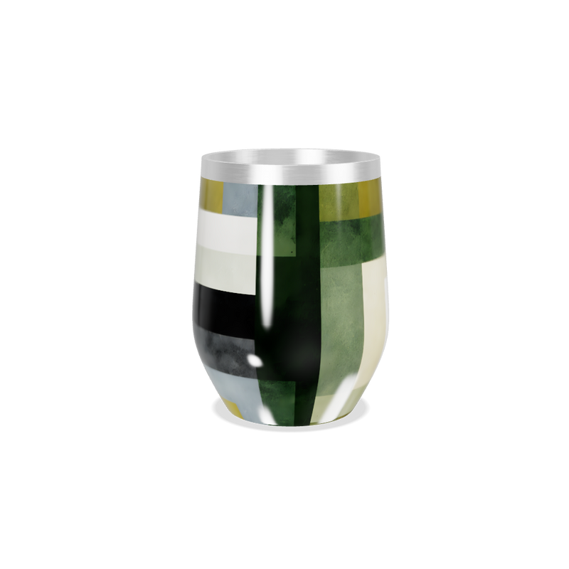 Copo Térmico Slim - Com Listras Verde e Bege