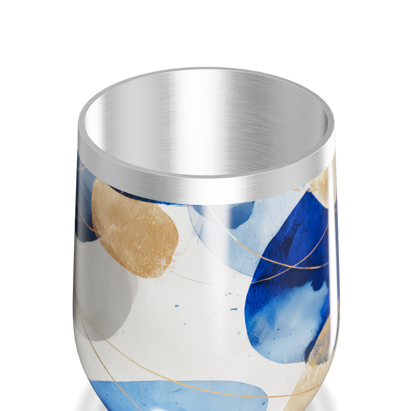 Copo Térmico Slim - Estampa Azul e Dourada