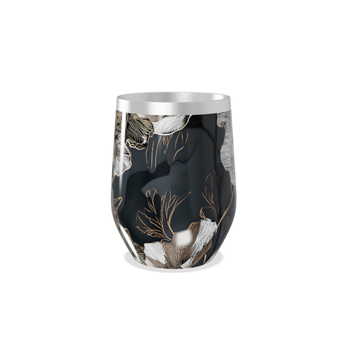 Copo Térmico Slim - Floral Preto Inox