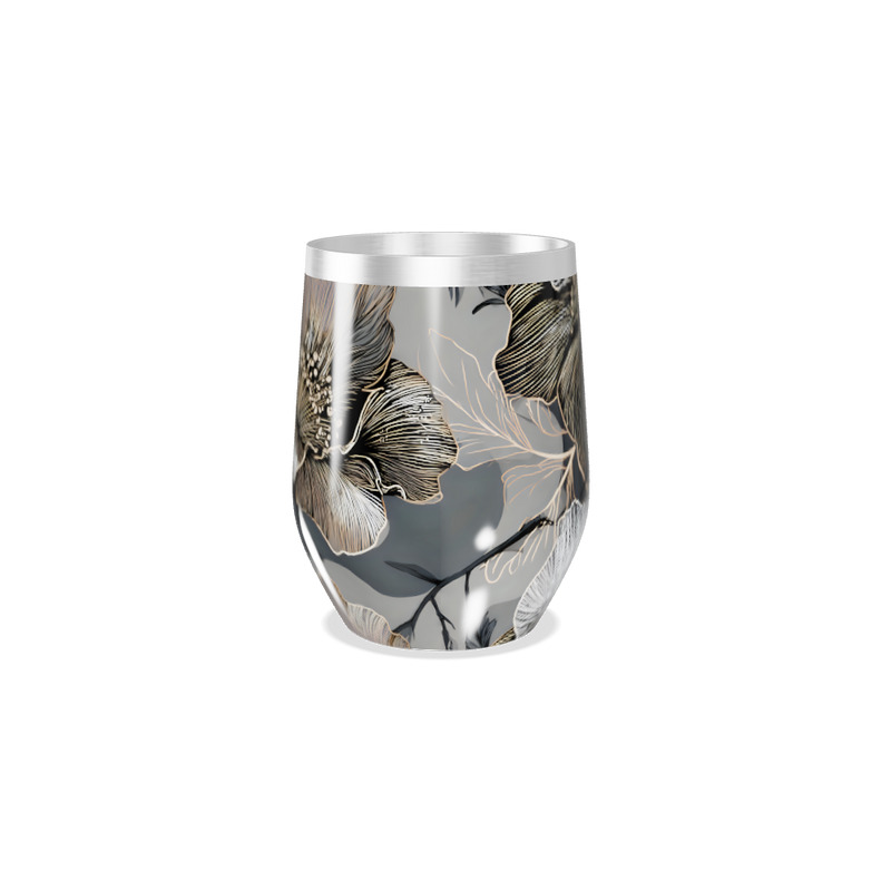 Copo Térmico Slim - Floral Preto Inox