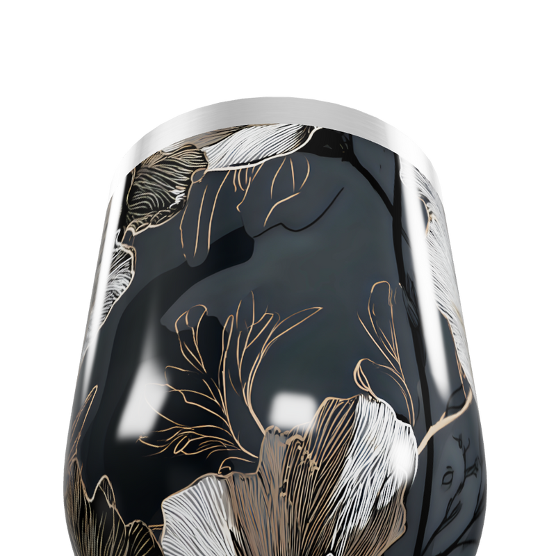 Copo Térmico Slim - Floral Preto Inox