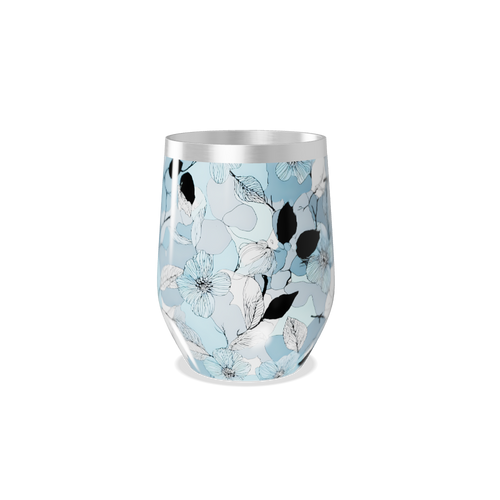 Copo Térmico Slim - Floral Azul Inox