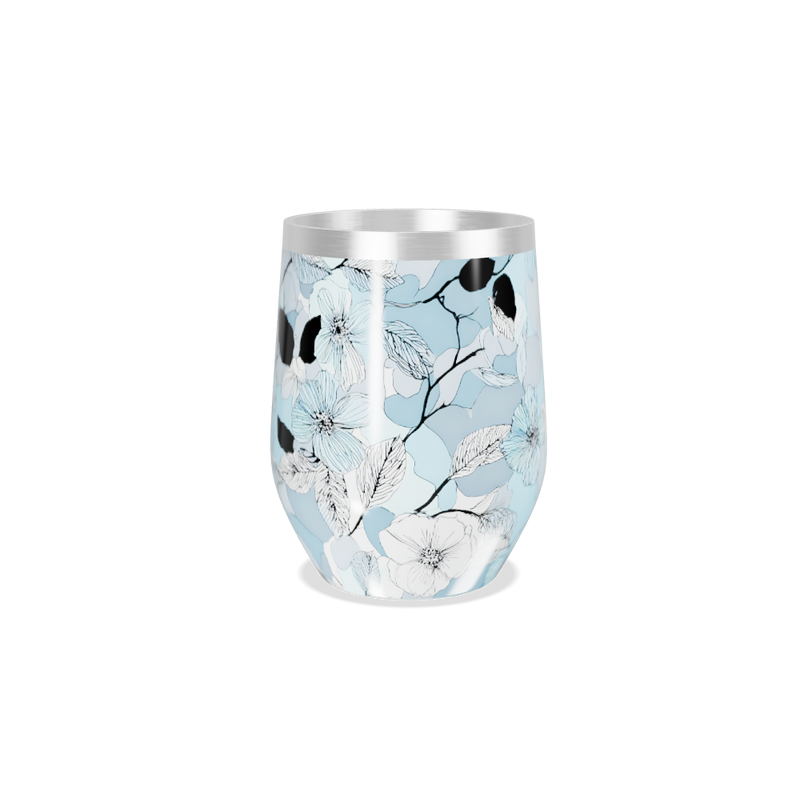 Copo Térmico Slim - Floral Azul Inox