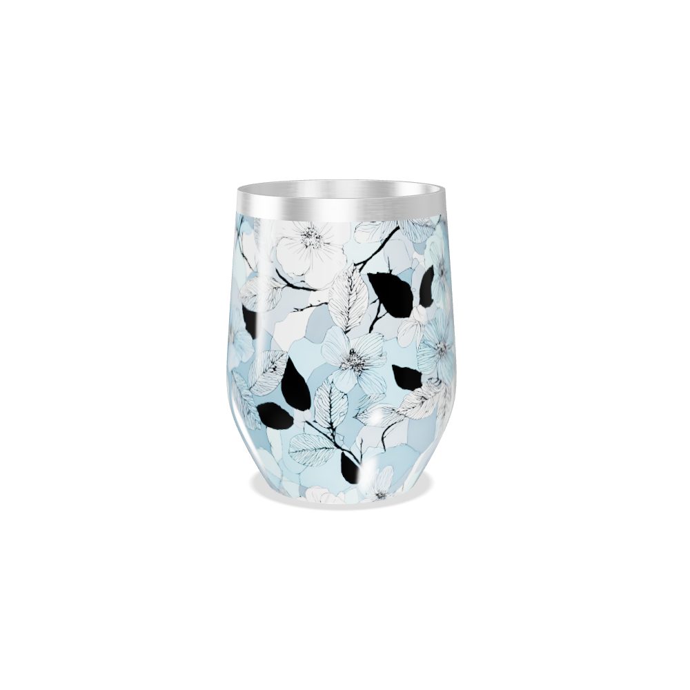 Copo Térmico Slim - Floral Azul Inox