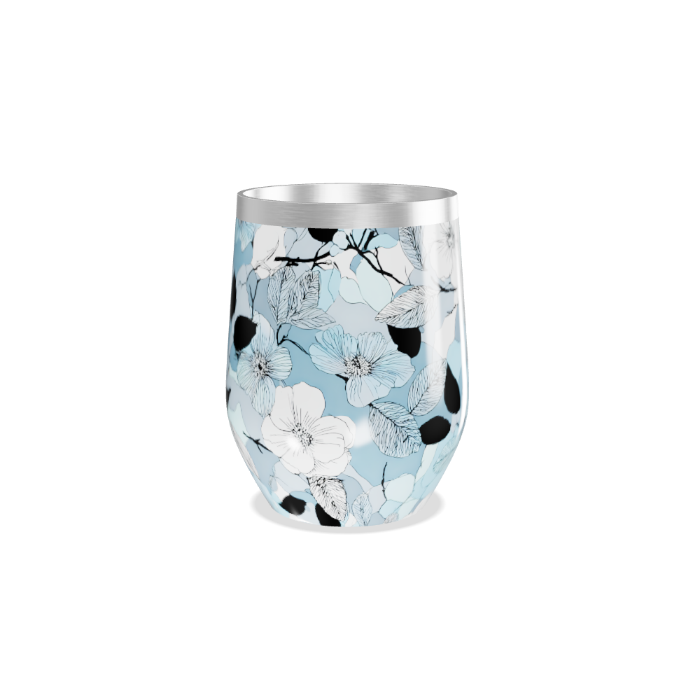 Copo Térmico Slim - Floral Azul Inox