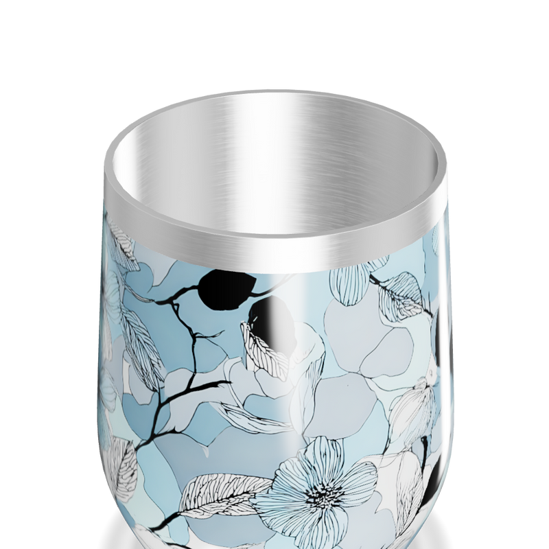 Copo Térmico Slim - Floral Azul Inox