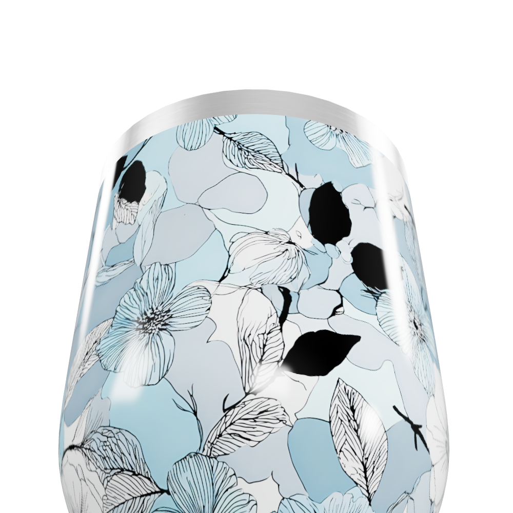 Copo Térmico Slim - Floral Azul Inox