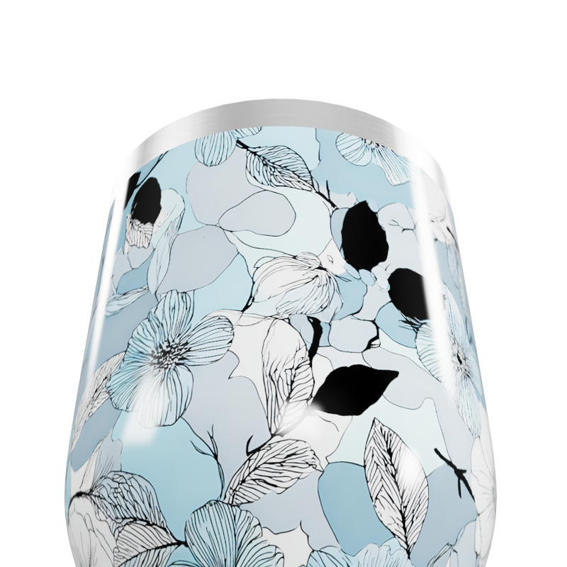 Copo Térmico Slim - Floral Azul Inox