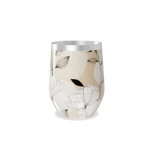 Copo Térmico Slim - Floral Bege Aço Inox