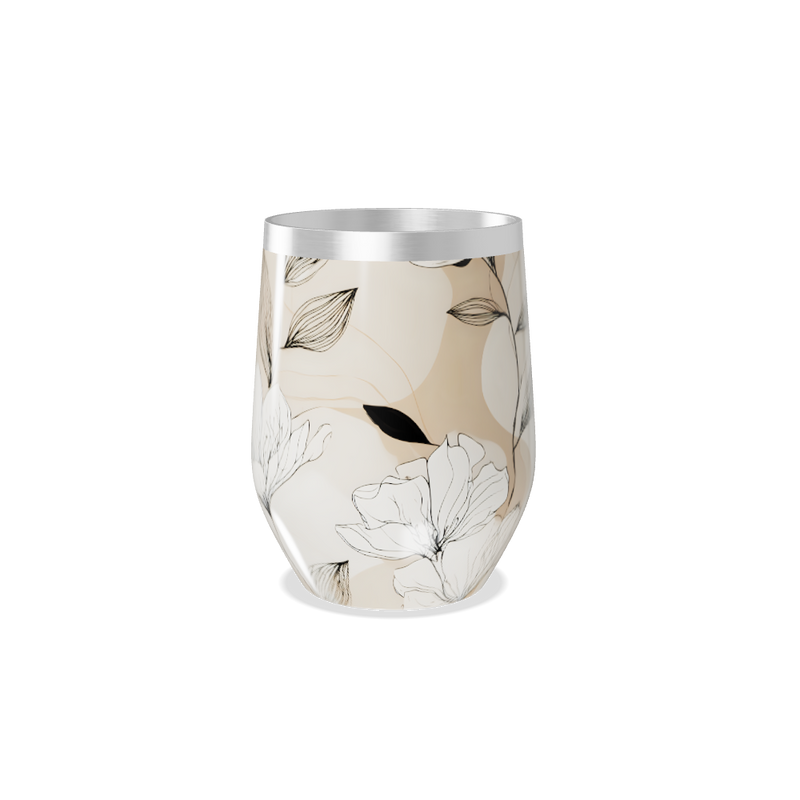 Copo Térmico Slim - Floral Bege Aço Inox