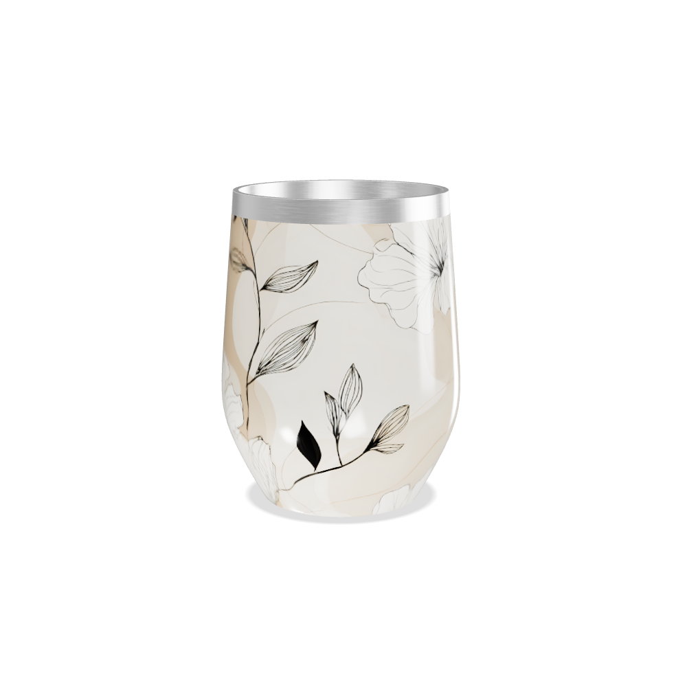 Copo Térmico Slim - Floral Bege Aço Inox