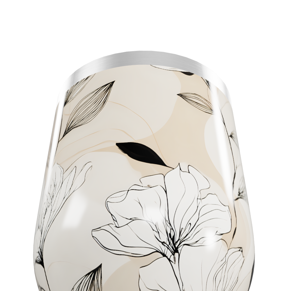 Copo Térmico Slim - Floral Bege Aço Inox