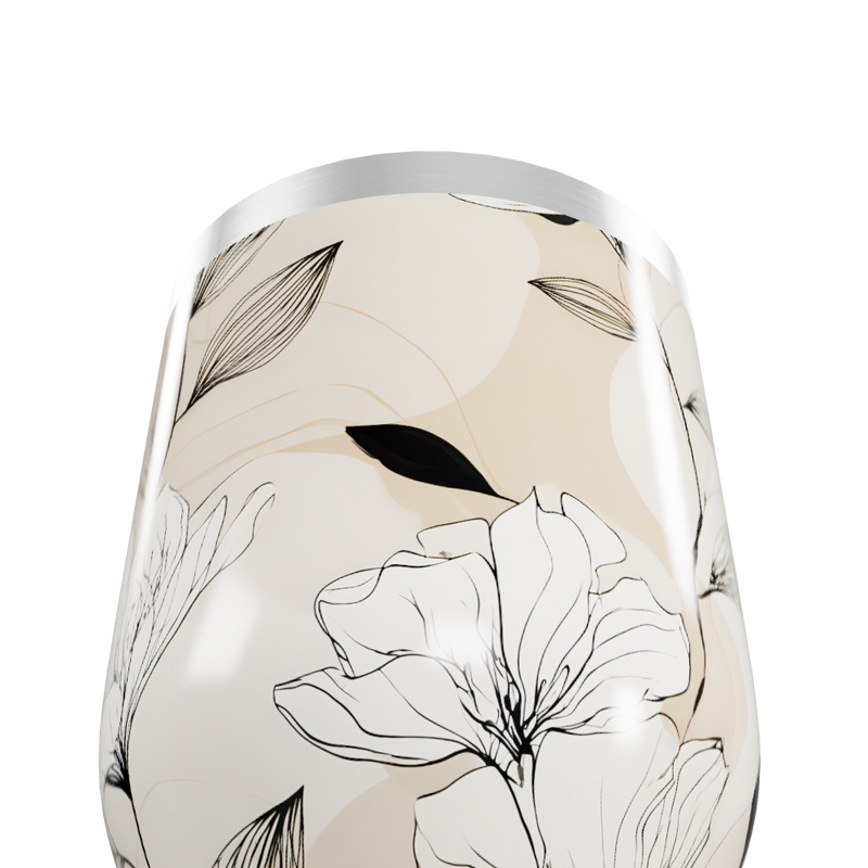 Copo Térmico Slim - Floral Bege Aço Inox