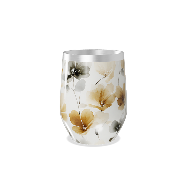 Copo Térmico Slim - Floral Bege Aço Inox