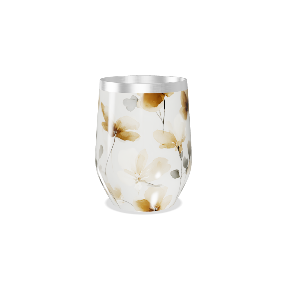 Copo Térmico Slim - Floral Bege Aço Inox