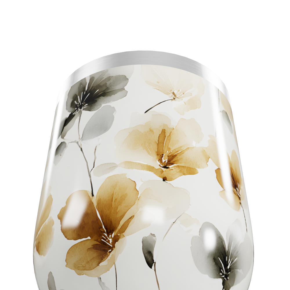 Copo Térmico Slim - Floral Bege Aço Inox