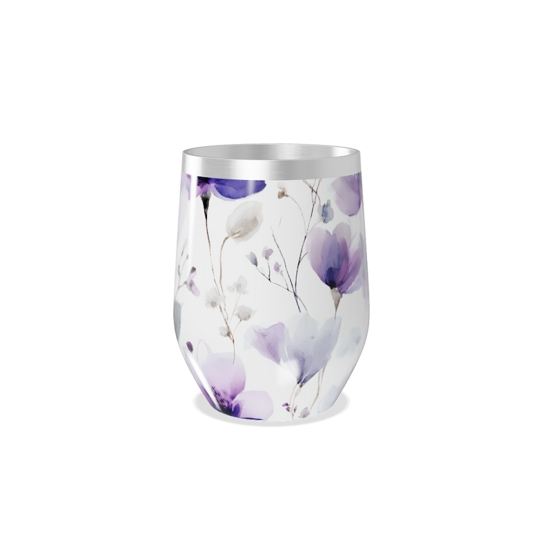 Copo Térmico Slim - Floral Roxo Aço Inox