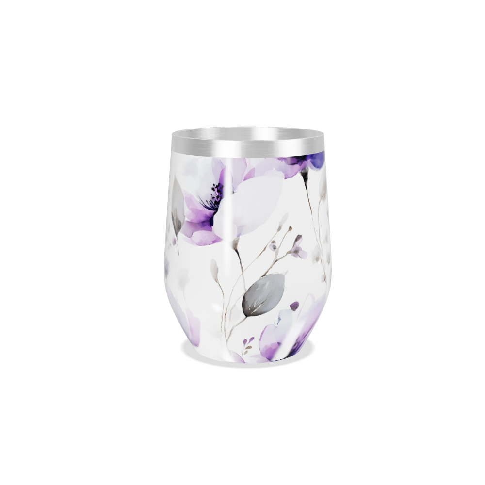 Copo Térmico Slim - Floral Roxo Aço Inox