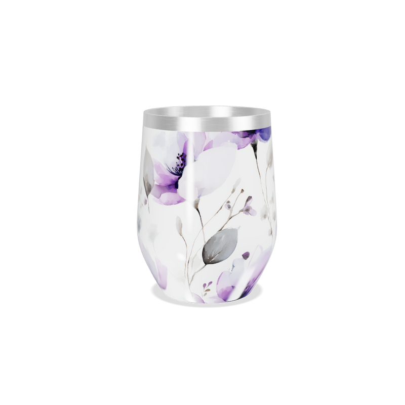 Copo Térmico Slim - Floral Roxo Aço Inox