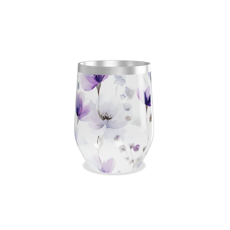 Copo Térmico Slim - Floral Roxo Aço Inox