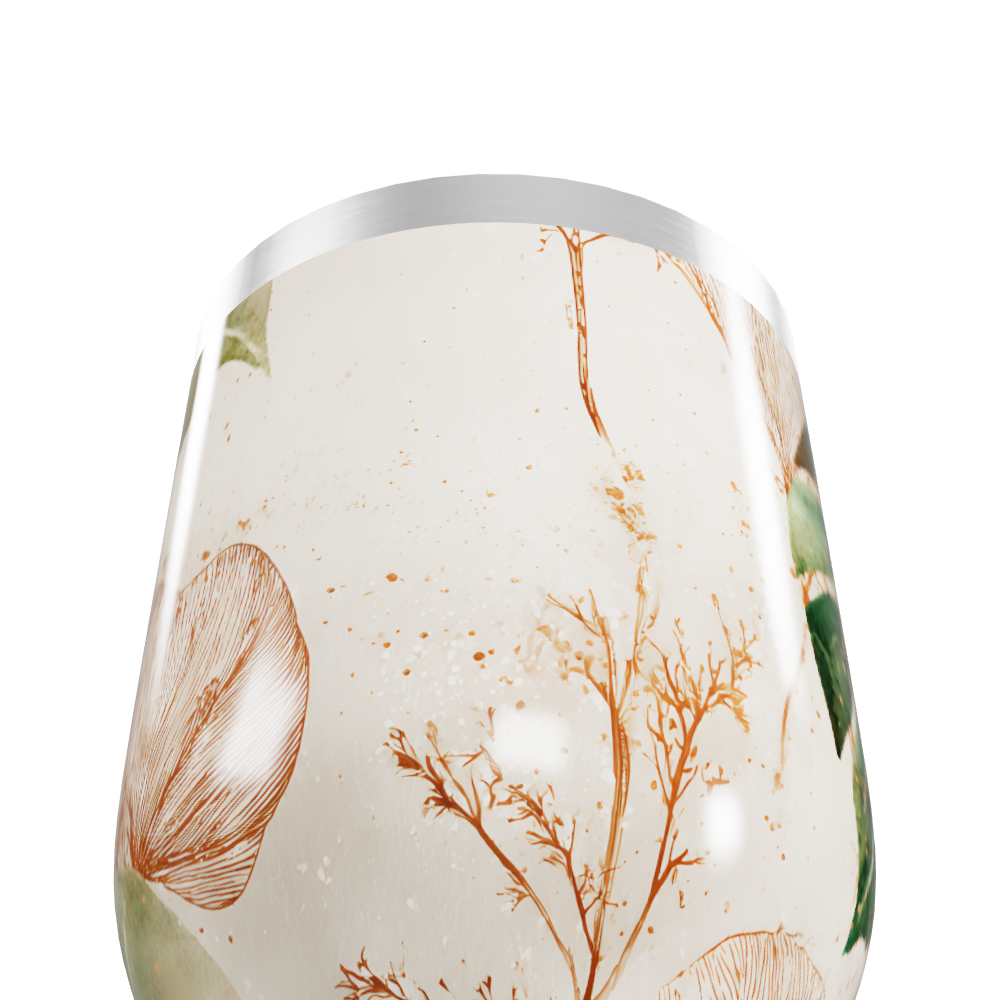 Copo Térmico Slim - Floral Bege Aço Inox