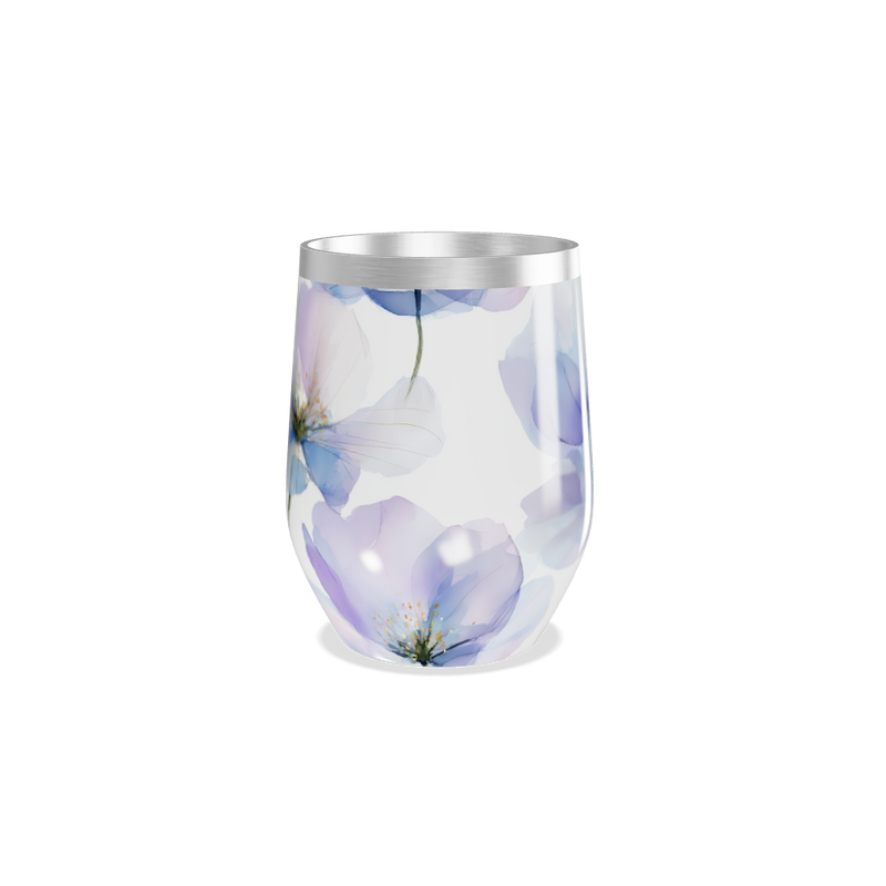 Copo Térmico Slim - Flores Azul Aço Inox