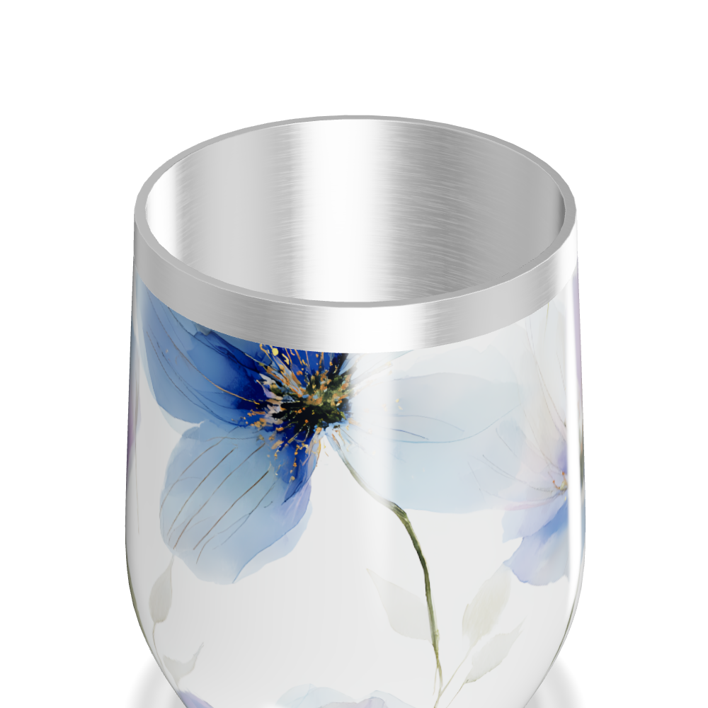 Copo Térmico Slim - Flores Azul Aço Inox